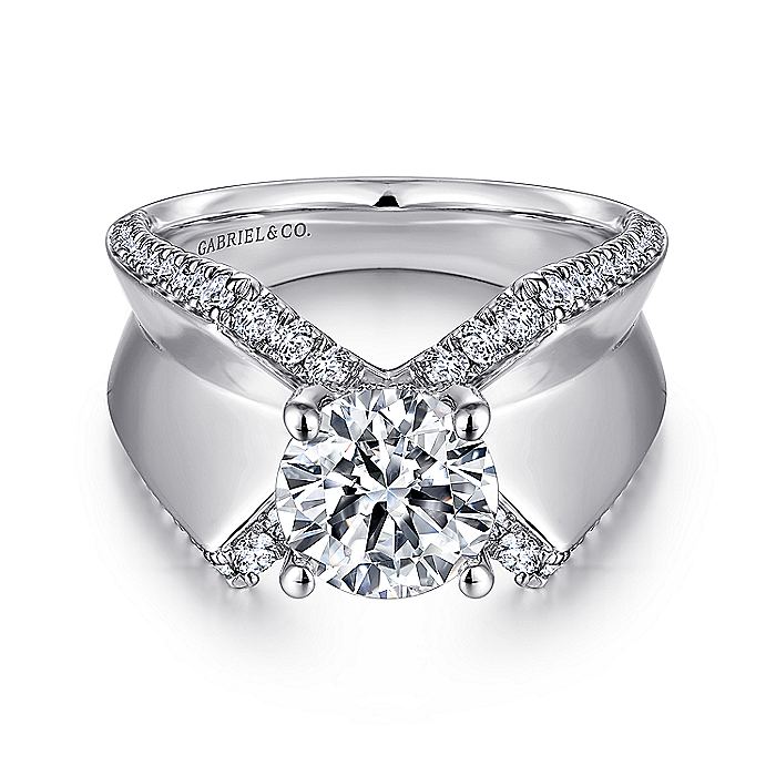 Gabriel & Co. ER14093R6W44JJ 14K White Gold Round Diamond Engagement Ring