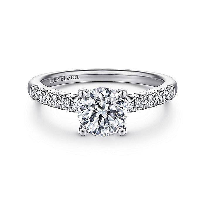 Gabriel & Co. ER14399R4W44JJ 14K White Gold Round Diamond Engagement Ring