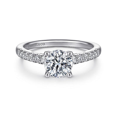 Gabriel & Co. ER14399R4W44JJ 14K White Gold Round Diamond Engagement Ring