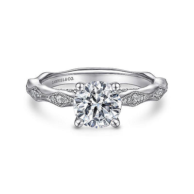 Gabriel & Co. ER14427R4W44JJ 14K White Gold Round Diamond Engagement Ring