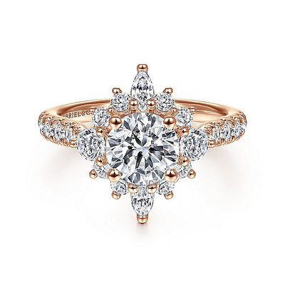 Gabriel & Co. ER14450R4K44JJ Unique 14K Rose Gold Halo Diamond Engagement Ring