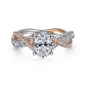 Gabriel & Co. ER14460O4T44JJ 14K White-Rose Gold Oval Diamond Twisted Engagement Ring