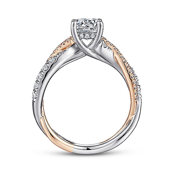 Gabriel & Co. ER14460R4T44JJ 14K White-Rose Gold Round Diamond Twisted Engagement Ring