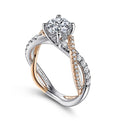 Gabriel & Co. ER14460R4T44JJ 14K White-Rose Gold Round Diamond Twisted Engagement Ring