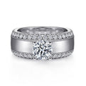 Gabriel & Co. ER14611R4W44JJ 14K White Gold Round Diamond Wide Band Engagement Ring