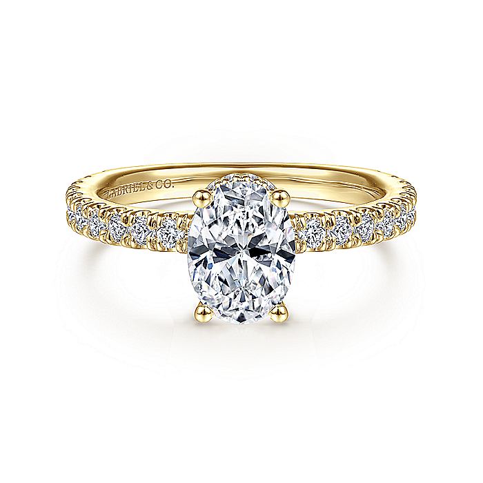 Gabriel & Co. ER14649O4Y44JJ 14K Yellow Gold Hidden Halo Oval Diamond Engagement Ring