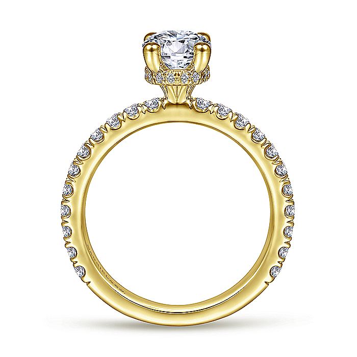 Gabriel & Co. ER14649O4Y44JJ 14K Yellow Gold Hidden Halo Oval Diamond Engagement Ring