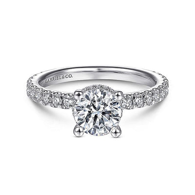 Gabriel & Co. ER14649R4W44JJ 14K White Gold Hidden Halo Round Diamond Engagement Ring