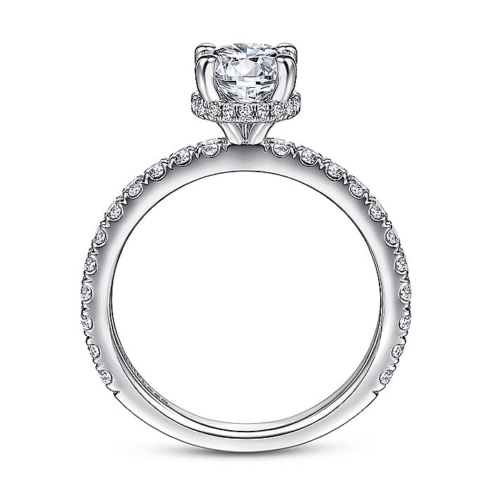 Gabriel & Co. ER14649R4W44JJ 14K White Gold Hidden Halo Round Diamond Engagement Ring