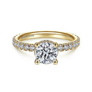 Gabriel & Co. ER14649R4Y44JJ 14K Yellow Gold Hidden Halo Round Diamond Engagement Ring