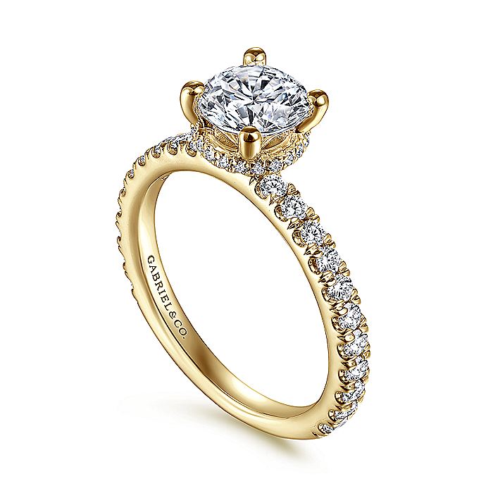 Gabriel & Co. ER14649R4Y44JJ 14K Yellow Gold Hidden Halo Round Diamond Engagement Ring