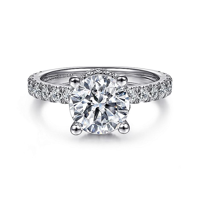 Gabriel & Co. ER14649R8W44JJ 14K White Gold Hidden Halo Round Diamond Engagement Ring