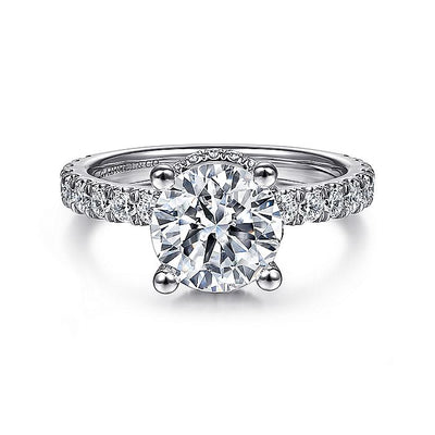 Gabriel & Co. ER14649R8W44JJ 14K White Gold Hidden Halo Round Diamond Engagement Ring