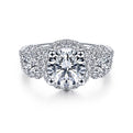 Gabriel & Co. ER14744R8W44JJ 14K White Gold Round 3 Stone Halo Diamond Engagement Ring