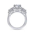 Gabriel & Co. ER14744R8W44JJ 14K White Gold Round 3 Stone Halo Diamond Engagement Ring