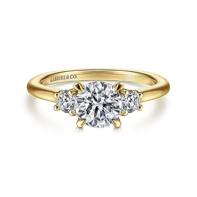 Gabriel & Co. ER14745R4Y44JJ 14K Yellow Gold Round Three Stone Diamond Engagement Ring