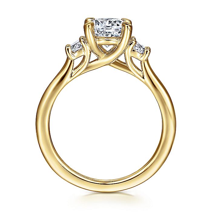 Gabriel & Co. ER14745R4Y44JJ 14K Yellow Gold Round Three Stone Diamond Engagement Ring