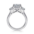 Gabriel & Co. ER14745R8W44JJ 14K White Gold Round Three Stone Diamond Engagement Ring