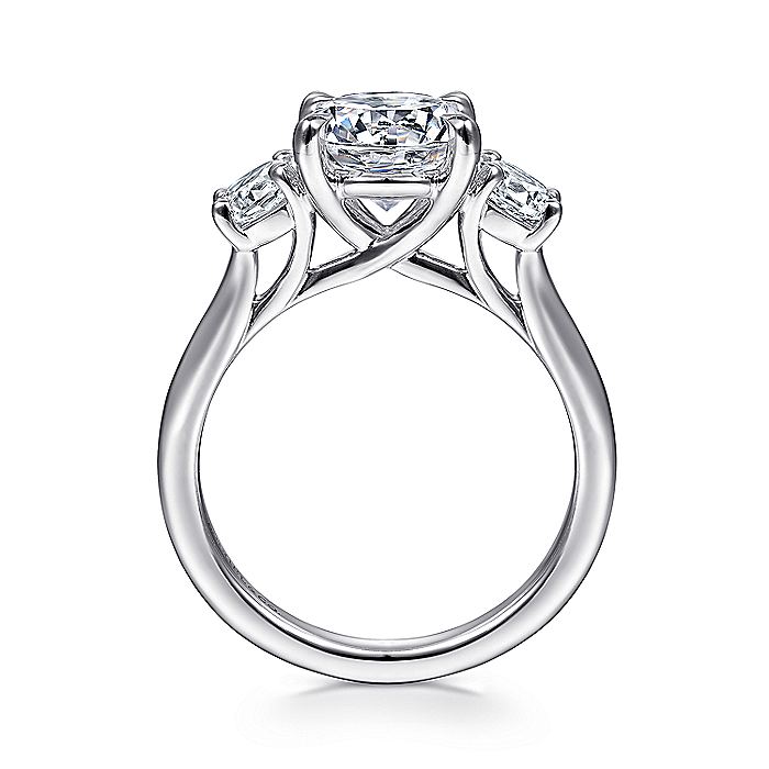 Gabriel & Co. ER14745R8W44JJ 14K White Gold Round Three Stone Diamond Engagement Ring