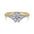 Gabriel & Co. ER14770R4M44JJ Vintage Inspired 14K White-Yellow Gold Round Diamond Engagement Ring