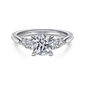 Gabriel & Co. ER14794R4W44JJ 14K White Gold Round 3 Stone Diamond Engagement Ring