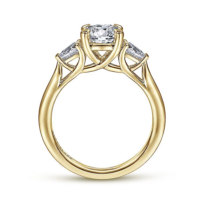 Gabriel & Co. ER14794R4Y44JJ 14K Yellow Gold Round Three Stone Diamond Engagement Ring