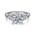 Gabriel & Co. ER14794R8W44JJ 14K White Gold Round 3 Stone Diamond Engagement Ring