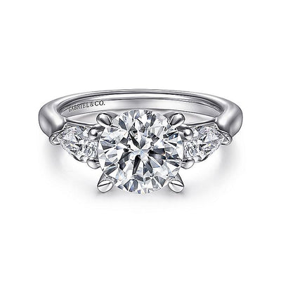 Gabriel & Co. ER14794R8W44JJ 14K White Gold Round 3 Stone Diamond Engagement Ring