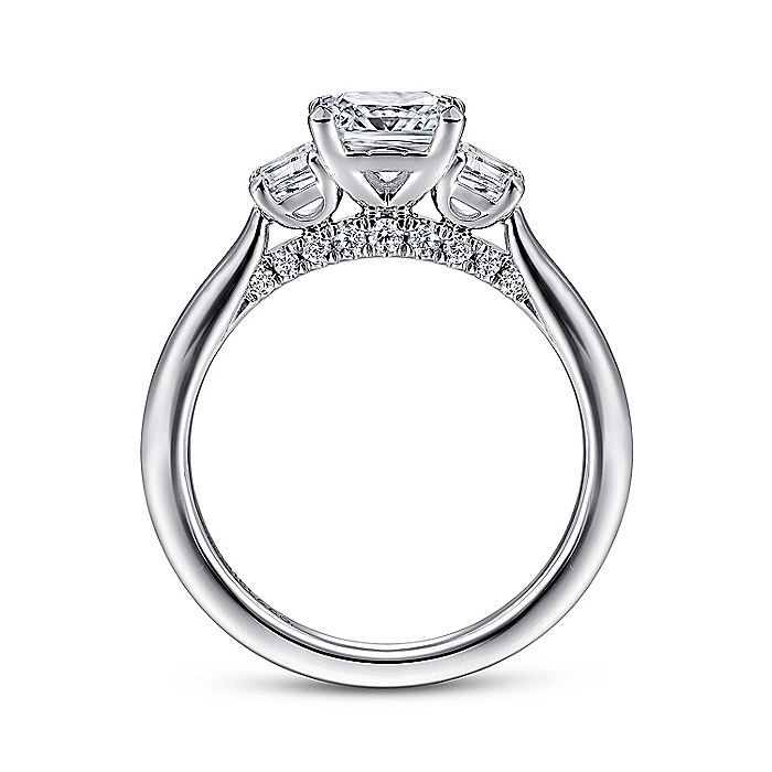 Gabriel & Co. ER14795S4W44JJ 14K White Gold Princess Cut Three Stone Diamond Engagement Ring