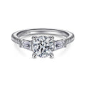 Gabriel & Co. ER14796R4W44JJ 14K White Gold Round 3 Stone Diamond Engagement Ring