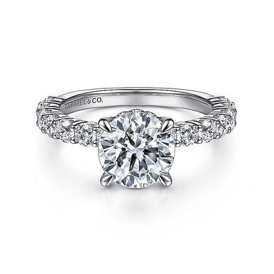 Gabriel & Co. ER14893R8W44JJ 14K White Gold Round Diamond Engagement Ring