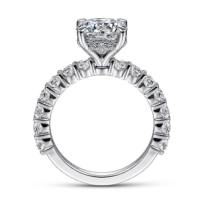 Gabriel & Co. ER14893R8W44JJ 14K White Gold Round Diamond Engagement Ring