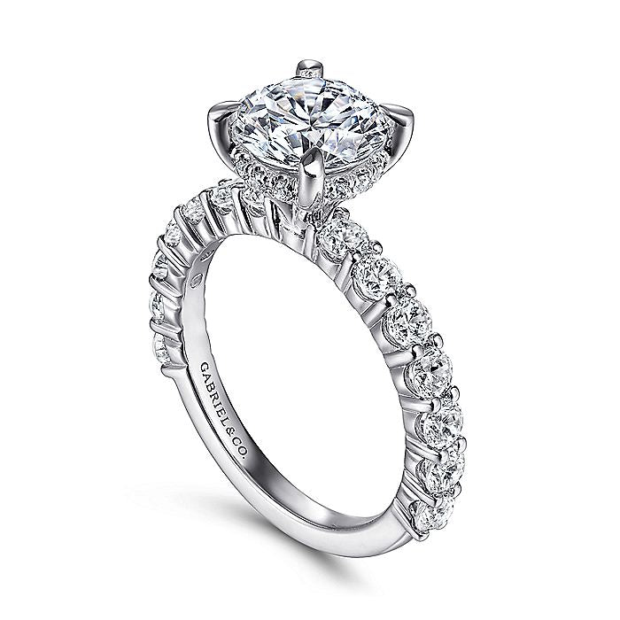 Gabriel & Co. ER14893R8W44JJ 14K White Gold Round Diamond Engagement Ring