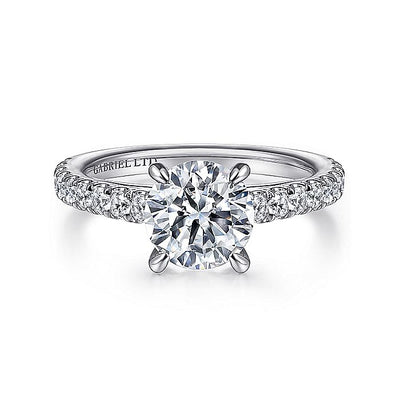 Gabriel & Co. ER14940R6W83JJ 18K White Gold Round Diamond Engagement Ring