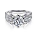 Gabriel & Co. ER14966R8W44JJ 14K White Gold Wide Band Round Diamond Engagement Ring