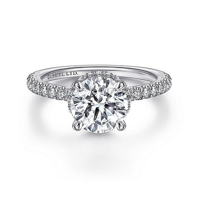 Gabriel & Co. ER14992R6W83JJ 18K White Gold Hidden Halo Round Diamond Engagement Ring