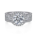 Gabriel & Co. ER15040R8W44JJ 14K White Gold Cushion Halo Round Diamond Engagement Ring