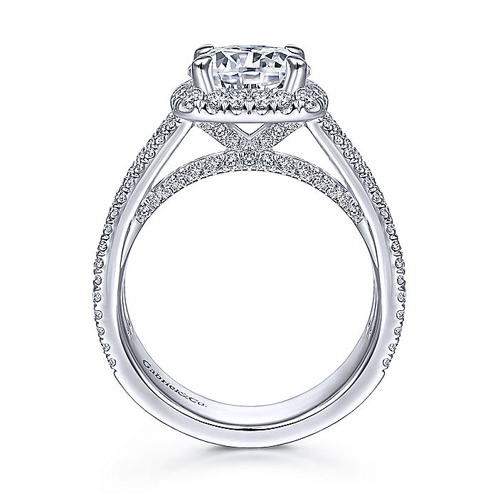 Gabriel & Co. ER15040R8W44JJ 14K White Gold Cushion Halo Round Diamond Engagement Ring