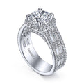 Gabriel & Co. ER15040R8W44JJ 14K White Gold Cushion Halo Round Diamond Engagement Ring