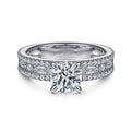 Gabriel & Co. ER15175R4W44JJ 14K White Gold Wide Band Round Diamond Engagement Ring