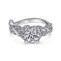 Gabriel & Co. ER15207R4W44JJ 14K White Gold Floral Round Diamond Engagement Ring