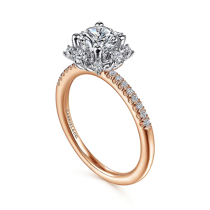 Gabriel & Co. ER15226R3T44JJ 14K White-Rose Gold Round Halo Diamond Engagement Ring