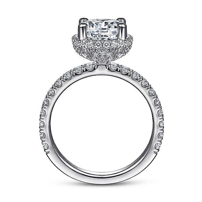 Gabriel & Co. ER15228R8W44JJ 14K White Gold Hidden Halo Round Diamond Engagement Ring