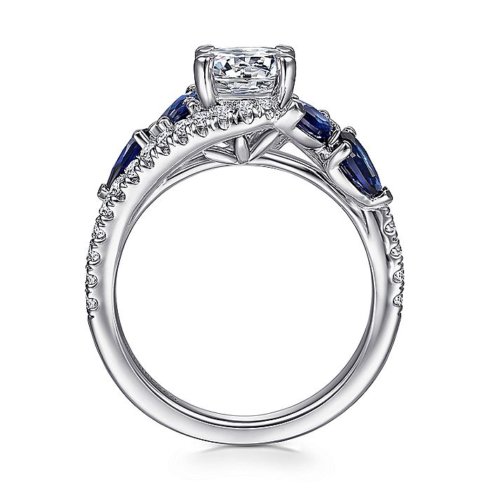 Gabriel & Co. ER15328R4W44SA 14K White Gold Bypass Round Sapphire and Diamond Engagement Ring