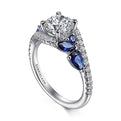 Gabriel & Co. ER15328R4W44SA 14K White Gold Bypass Round Sapphire and Diamond Engagement Ring