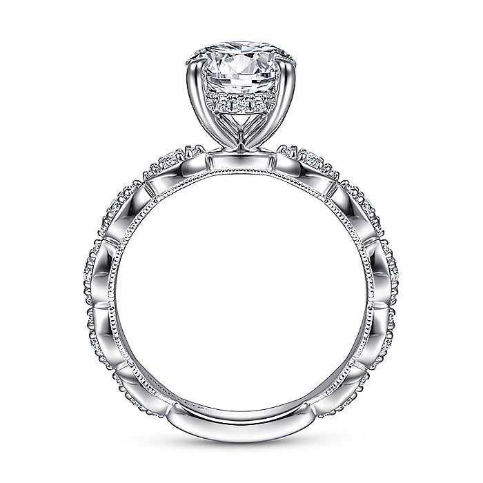 Gabriel & Co. ER15356R6W83JJ Vintage Inspired 18K White Gold Round Diamond Engagement Ring