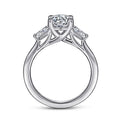 Gabriel & Co. ER15591R4W43JJ 14K White Gold Round Three Stone Diamond Engagement Ring