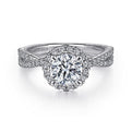 Gabriel & Co. ER15598Q4W44JJ 14K White Gold Round Halo Diamond Engagement Ring