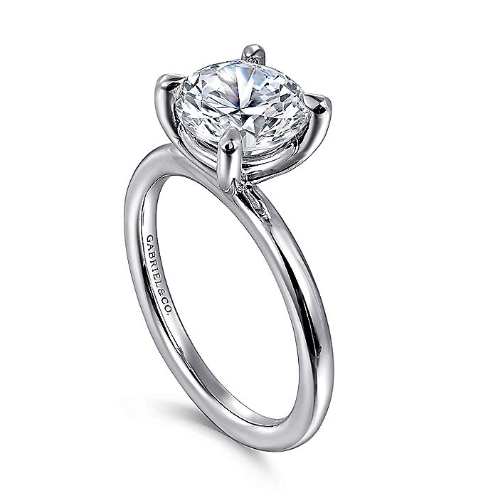 Gabriel & Co. ER15619R8W4JJJ 14K White Gold Round Solitaire Engagement Ring