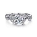 Gabriel & Co. ER15626R4W44JJ 14K White Gold Floral Round Diamond Engagement Ring